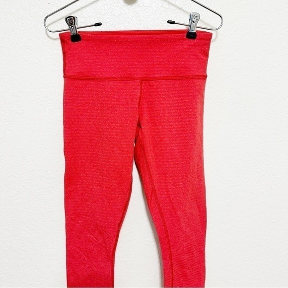 Lululemon Wunder Under Crop Slope Stripe Love Red Heathered Fiery Red size 4 - Picture 4 of 9
